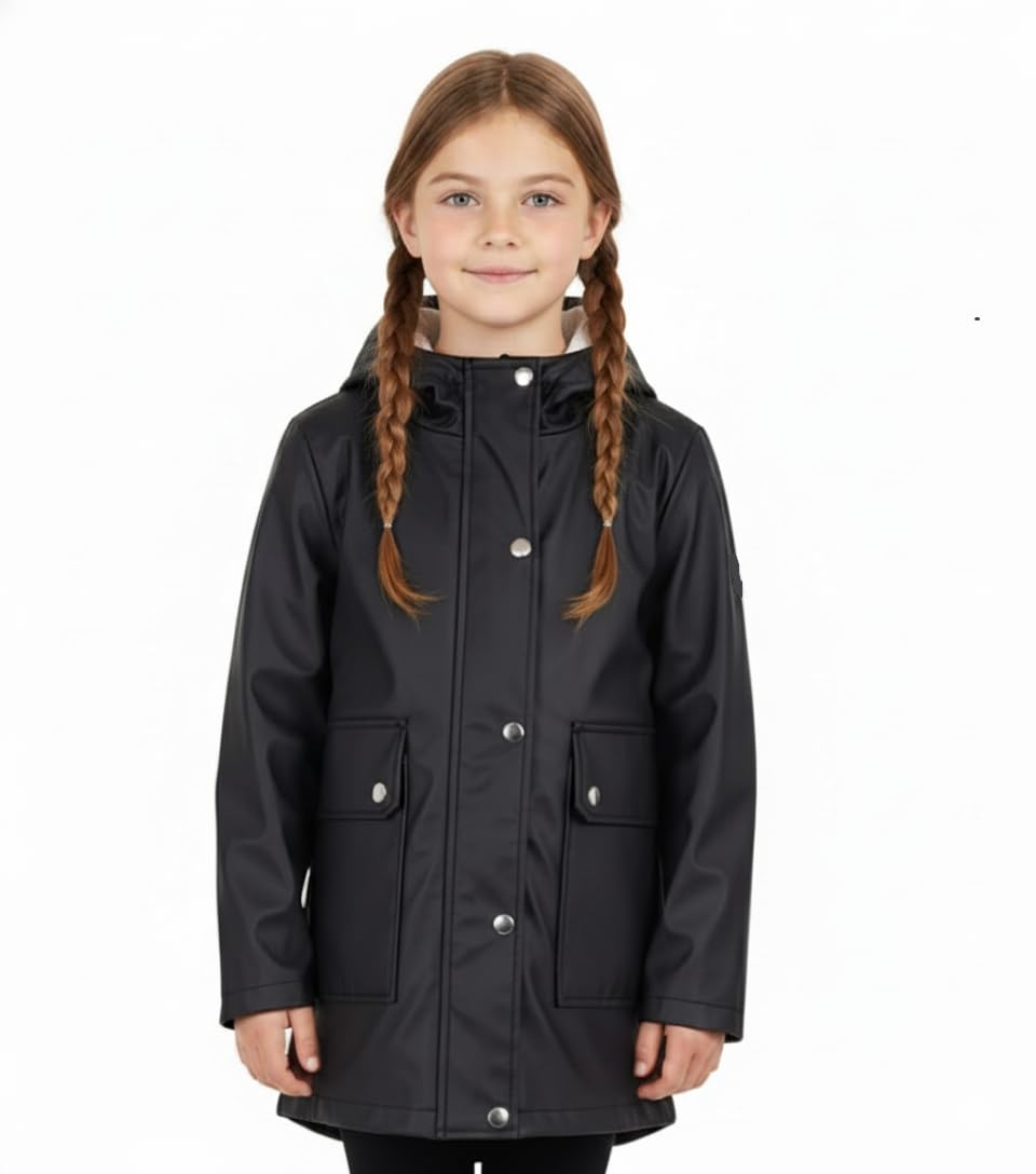 A2Z 4 Kids PU Raincoat Jackets Windbreaker Waterproof Raincoat 625 Black 13