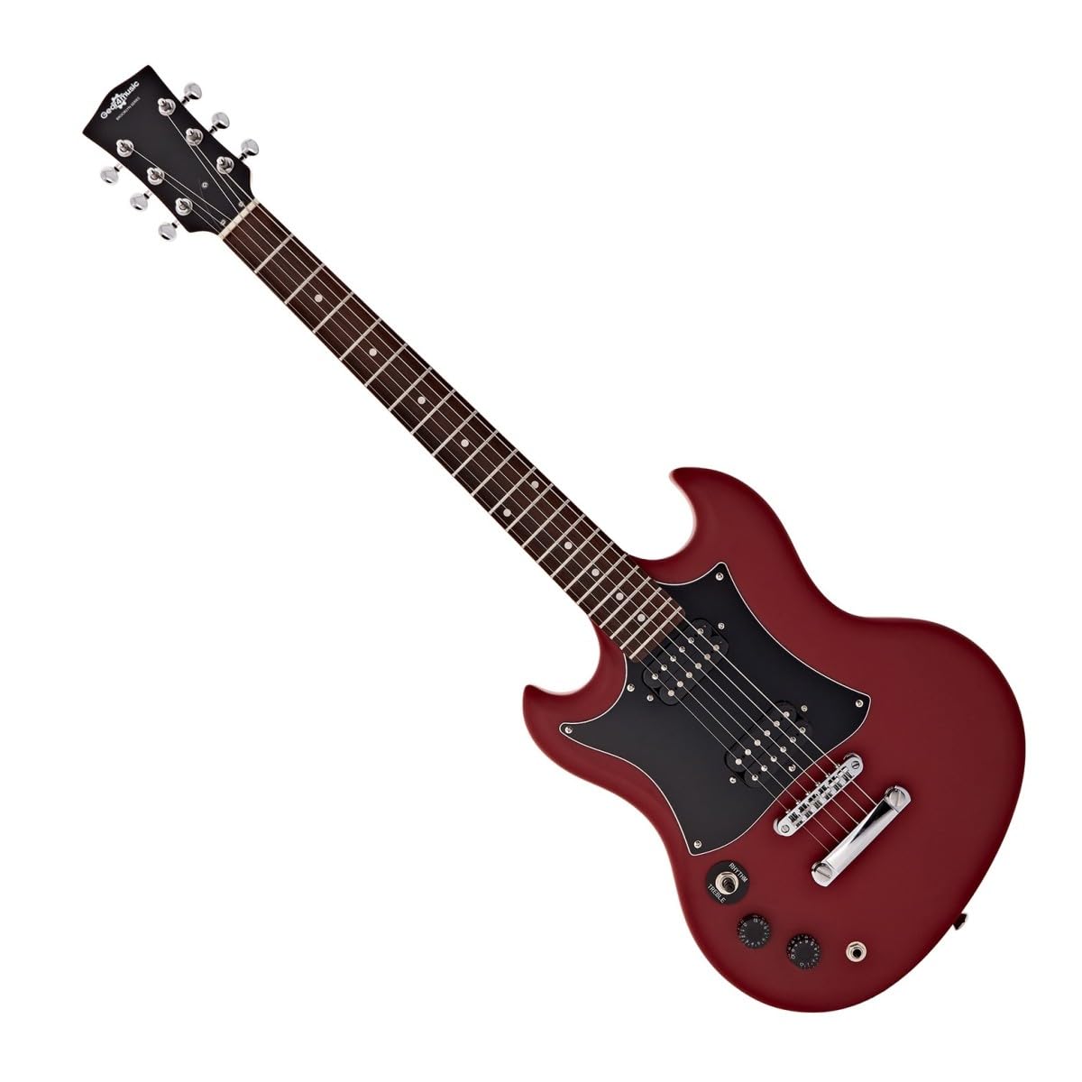 Chitarra Elettrica Brooklyn per Mancini + Ampli 15W, Rossa | Ampli Portatile con EQ 2 Bande e Uscita Cuffie, Manico Comodo e Corpo Leggero, Set Completo di Accessori Incluso