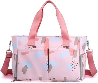 Luckywin Bolsa de fraldas portátil, bolsa de múmia, bolsa de maternidade para carrinho de bebê (nuvens cor de rosa)