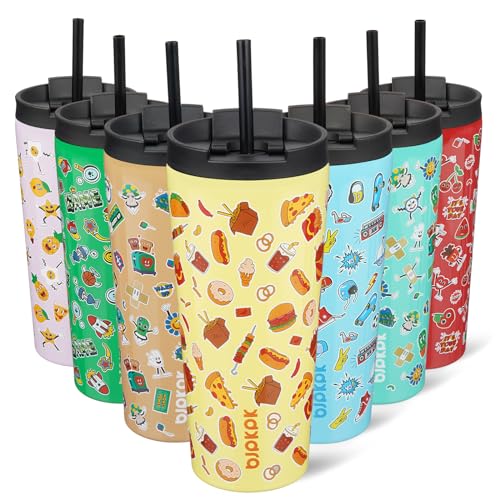 Image of BJPKPK 22 oz Coffee Tumbler with Straw, Insulated Stainless Steel Cup