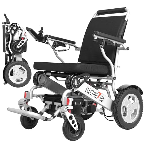 Electra 7 HD Bariatric Folding Electric Wheelchair for Adults & Seniors – 50 lbs, 400 lb Capacity, Wide 21” Memory Foam Seat, Kit for Arm Rest Extension to 24 inch - FAA Approved