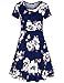 Quinee Nursing Dresses for Women Breastfeeding, Mother Floral Pattern Round Neck Double Layers Empire Waist Mid Length Casual Summer Blue Maternity Dress for Baby Shower M