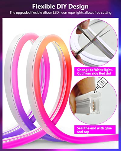 Sylsmart Neon Rope Lights, 16.4Ft Rgbw+Ic Rated Rope Lights With Music Sync, Flexible Diy Design, Works With Alexa&Google Assistant, Waterproof Led Strip Lights With Remote For Indoor Outdoor Decor #TOP7