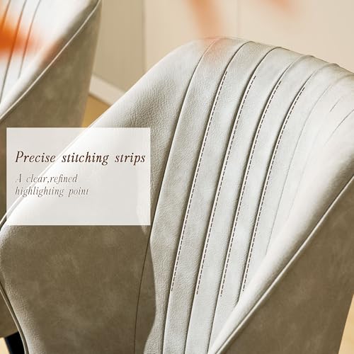 CLIPOP Faux Leather Dining Chairs Set of 2, Mid Century Modern Kitchen Chair, Upholstered Seat Leisure Side Chair with Backrests, Metal Legs for Living Room, Lounge, Guest Room - Thumbnail 6