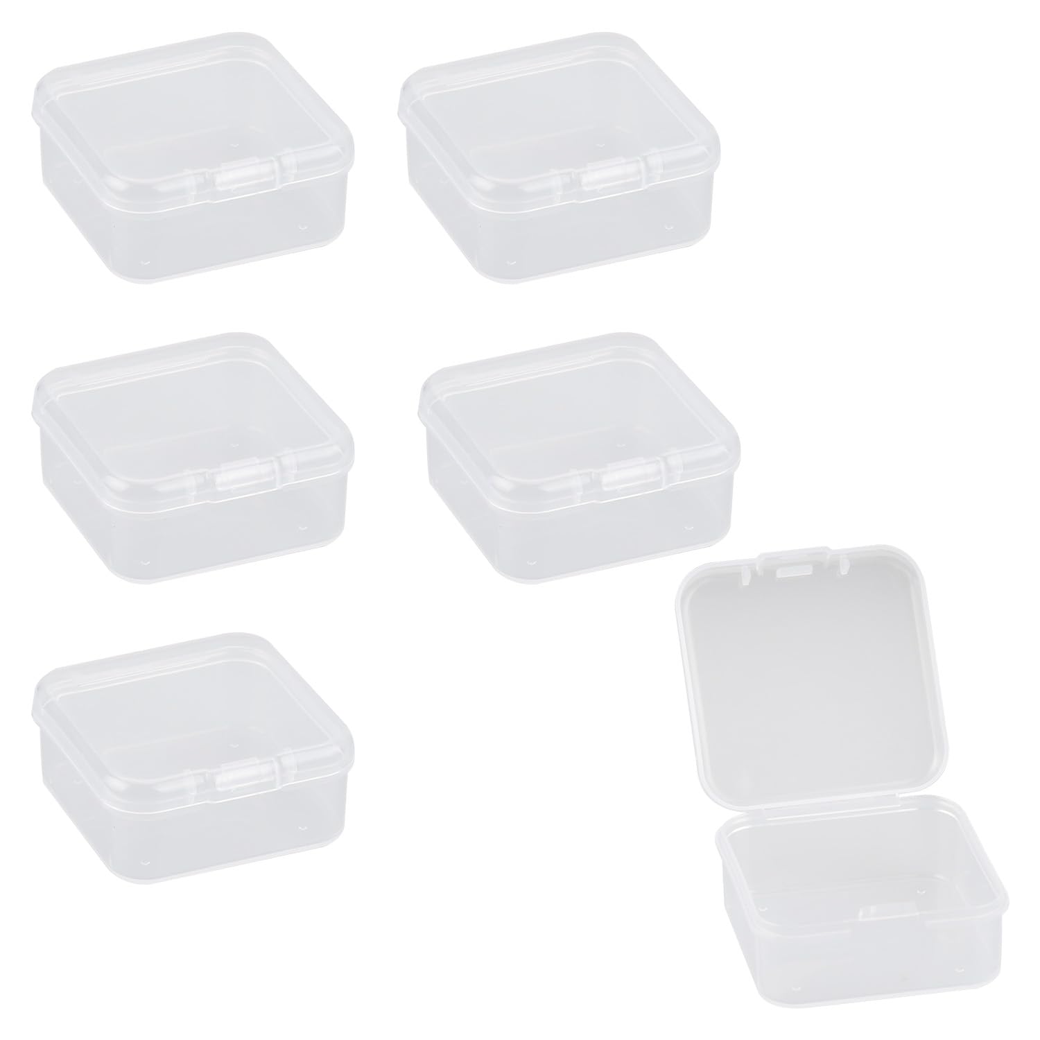 6 PCS Mini Square Plastic Storage Boxes with Lids – Clear Small Containers for Beads Jewelry Pills Game Pieces Craft Business Cards Other Small Items(4.5 * 4.5 * 2cm)