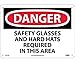 DANGER, SAFETY GLASSES AND HARD HATS REQUIRED IN THIS AREA, 10X14, .040 ALUM (3 Pack)