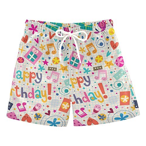 Boys Swim Trunks Quick Dry Upf 50+ Plaid Happy Birthday Beach Board Shorts Kids Bathing Suits Swimsuit Multi #TOP11