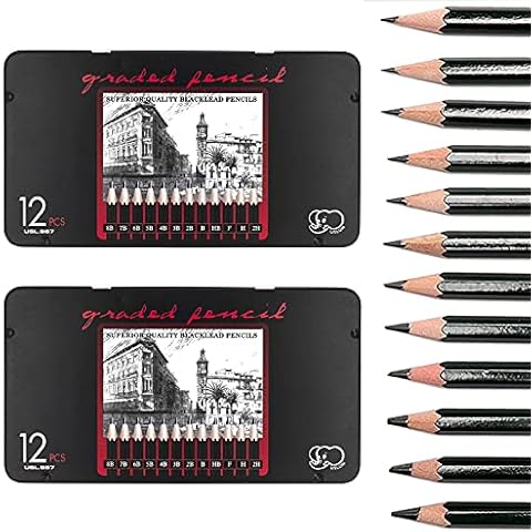 24 Piece Professional Pencils, Pencil Set Cover
