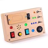 Busy Board Toddler Montessori Toys Led Light Switch Busy Board Autism Sensory Toys for Busy Toddlers Sensory Wall Panel Fidget Board Wooden Toys for Toddlers 1 -3 Travel Toy for 1 2 3 4 Year Old