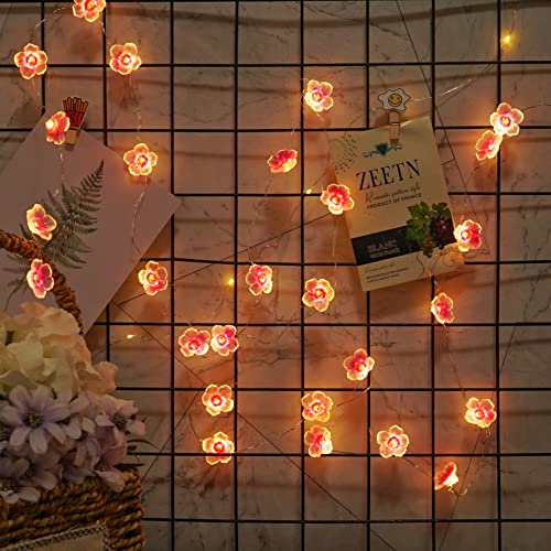 Decorman Cherry Blossom String Light, 13Ft 40 Led Fairy Lights Pink Cherry Flower Battery Operated With Timer 8 Modes Lighting Indoor Decorative String Lights For Bedroom Wedding Party Decor thumb #5