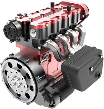 L4 DOHC Engine Model Kit, Realistic 4-Cylinder Engine with Ignition, Water Cooling, Lubrication System, Metal Internal Engine for Car Enthusiasts & STEM Education