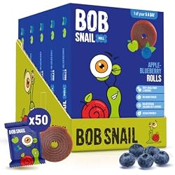 Bob Snail Fruit Roll Ups Blueberry Flavour, Bulk 50 pcs Rolls (500g) | Sweets Snacks, Real Dried Fruits, No Added Sugar, Nut Free