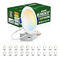 zouzai 20 Pack 6 Inch Ultra-Thin LED Recessed Ceiling Light with Junction Box 5CCT Adjustable Dimmable Can-Killer Downlight - ETL and Energy Star Certified