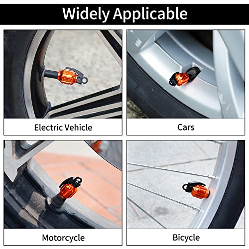 GaRhomxy Tire Caps, Car Tire Valve Stem Caps, Air Caps Cover, Personalized Tire Trim Accessories Dust Tire Covers for Cars, Universal Car Tire Caps for SUVs, Trucks Bicycles and Motorcycles (Orange)