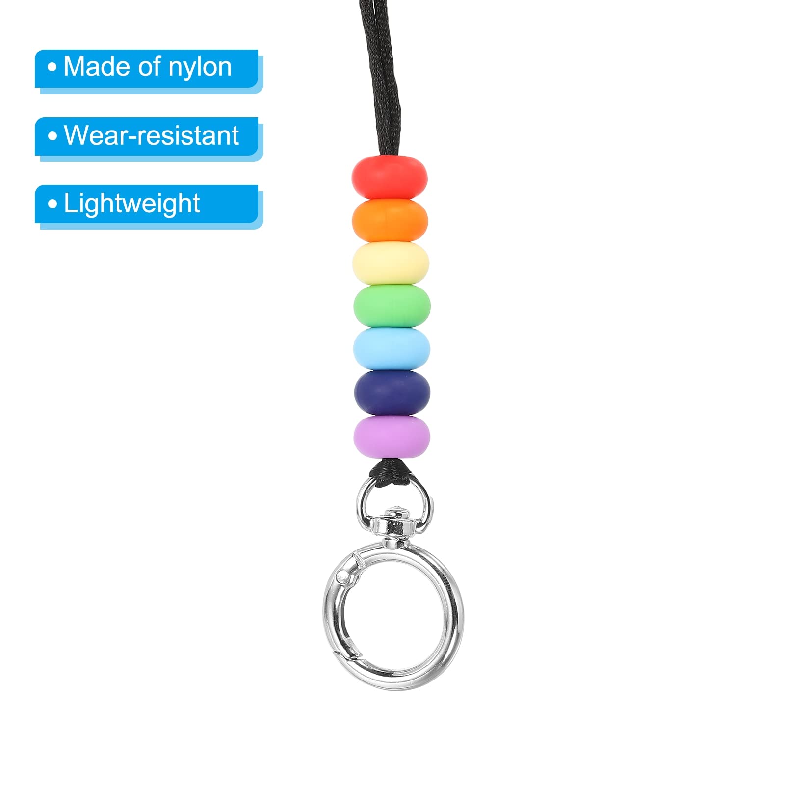 PATIKIL Silicone Beaded Lanyards, Badge Lanyards Key Chain Holder Keychains for ID Badge Holder Keys Name Card, Rainbow Color - Image 4