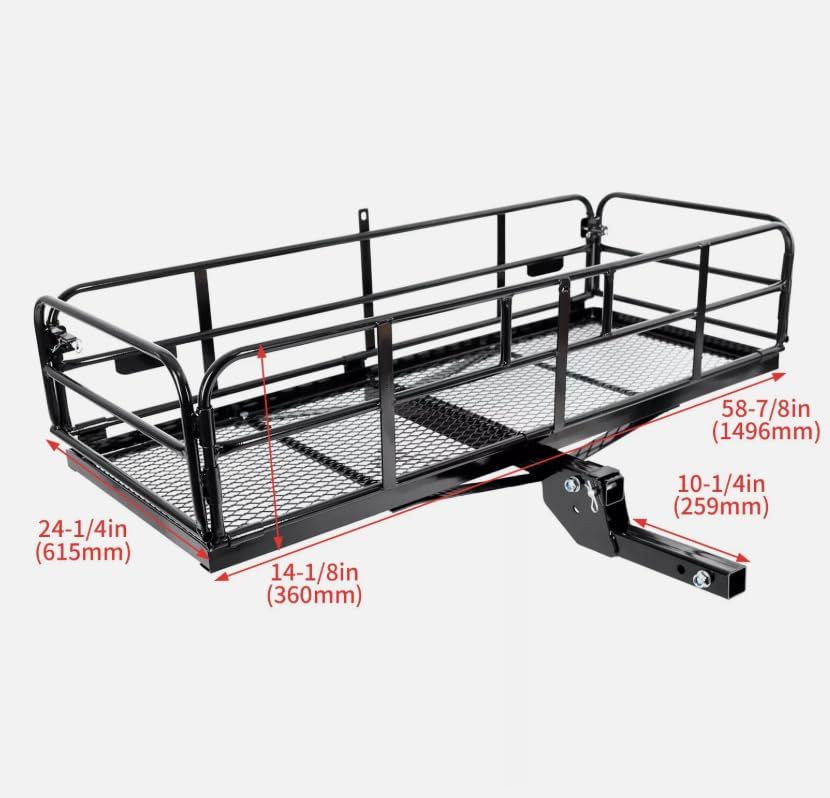 Cargo Carrier Hitch Mount Cargo Basket Luggage Rack Carrier w/ 2" Receiver
