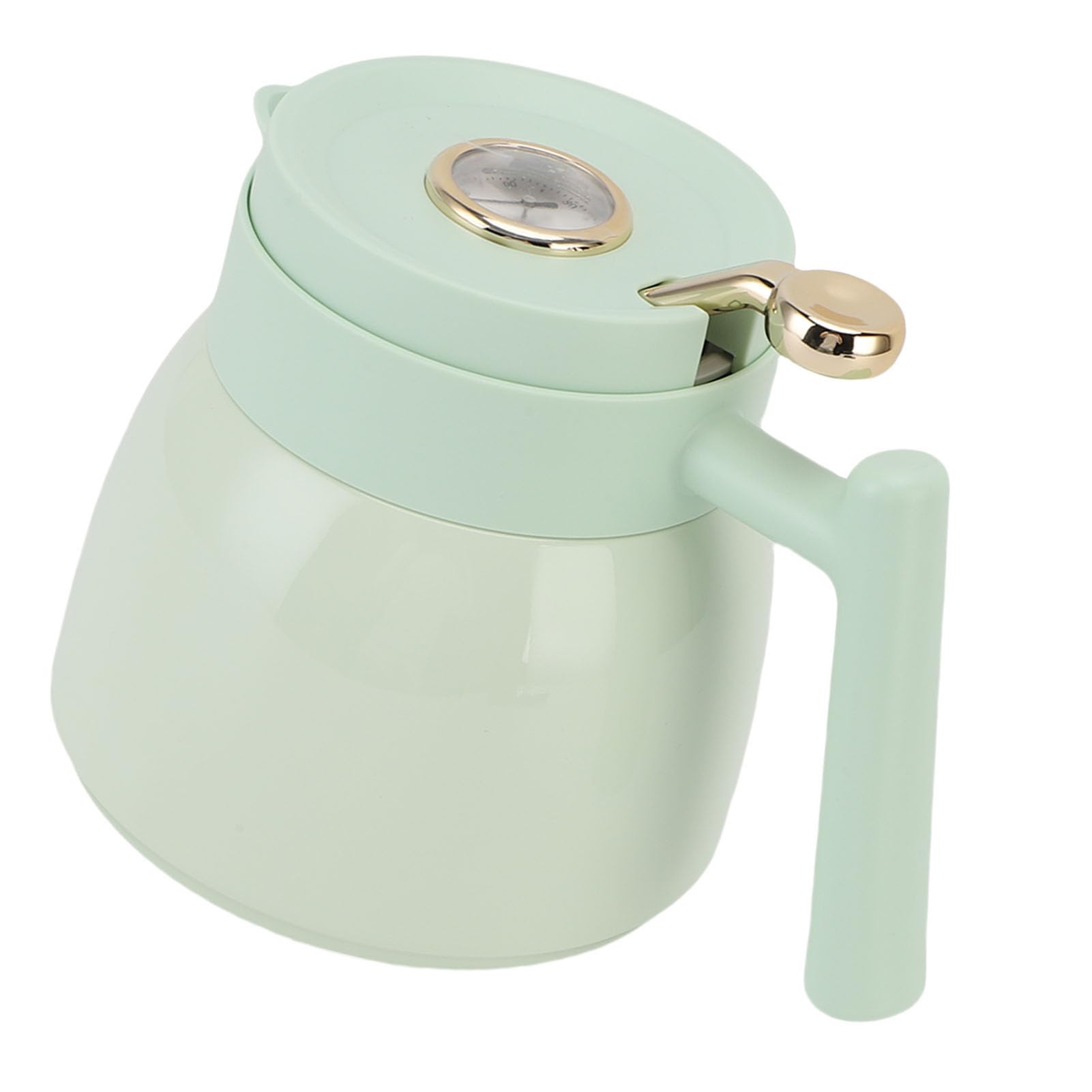 Isolierte Kaffeekanne aus Edelstahl mit Temperaturanzeige, 880 Ml, Teegetränkespender für Heiße und Kalte Getränke, Auslaufsicheres Design für den Heim- oder Bürogebrauch (GREEN)