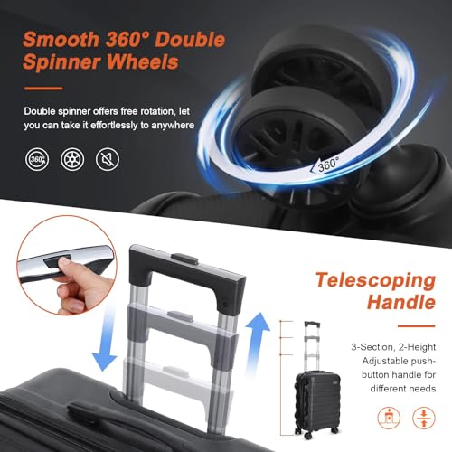 F2C Suitcase Set 3 Piece Expandable Luggage Set Carry On Travel Luggage 22 inch 26 inch 30 inch Hardshell Suitcases with Height Adjustable TSA Lock Spinner Wheels Lightweight Sturdy2