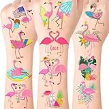 Funny Flamingo Tattoos - 96pcs Temporary Tattoos Aloha Summer Hawaiian Birthday Party Decorations Supplies Favors Decor Gift Festival