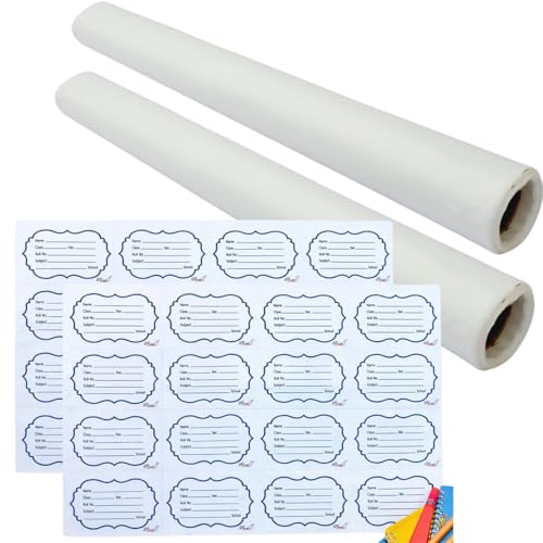 Image of Translucent Milky Frosty 10 Mtrs Book Cover Rolls (Pack of 2), 36 cm Wide Protective Covers for Notebooks, Includes 2 Sheets of Stickers /Bookplates (Casual)