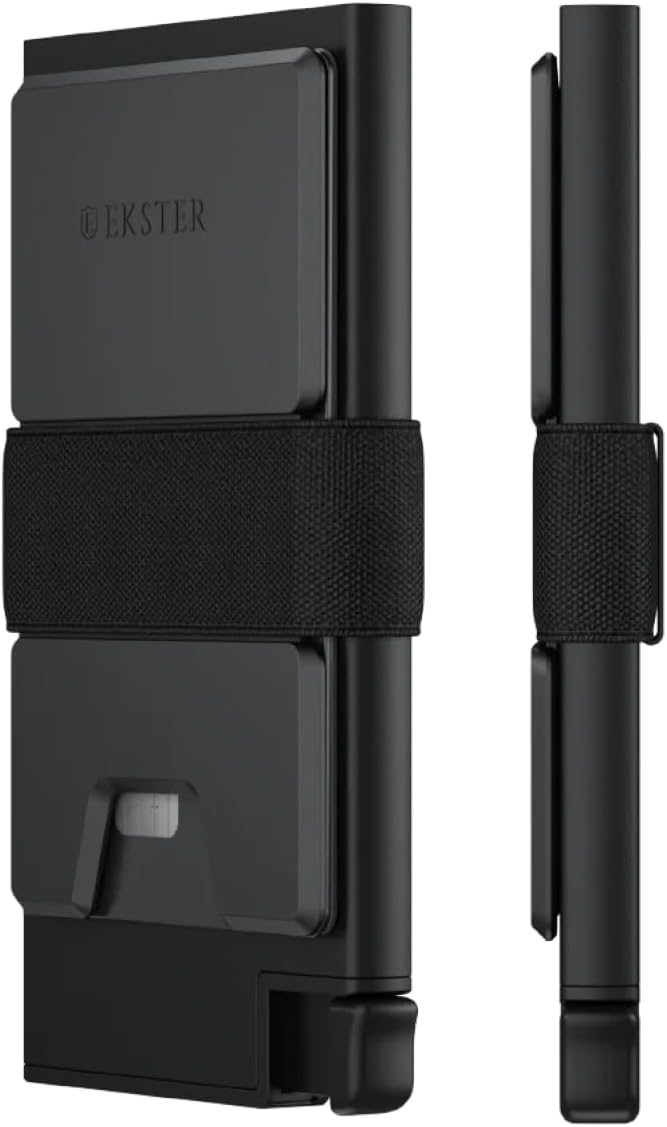The Ekster Carbon Card Holder Smart Wallet is built for quick access, Black
