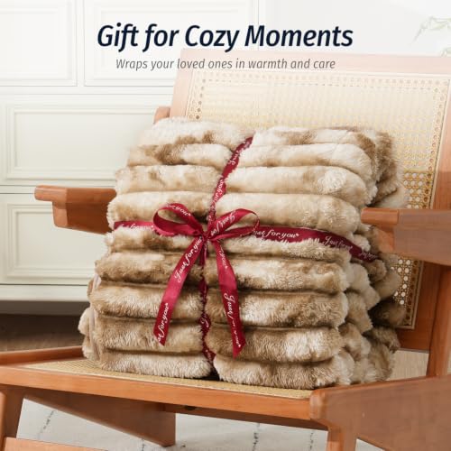 Image of Fleece Weighted Blanket for Adults 48 inch x 72 inch 12lbs Soft Blankets, Khaki