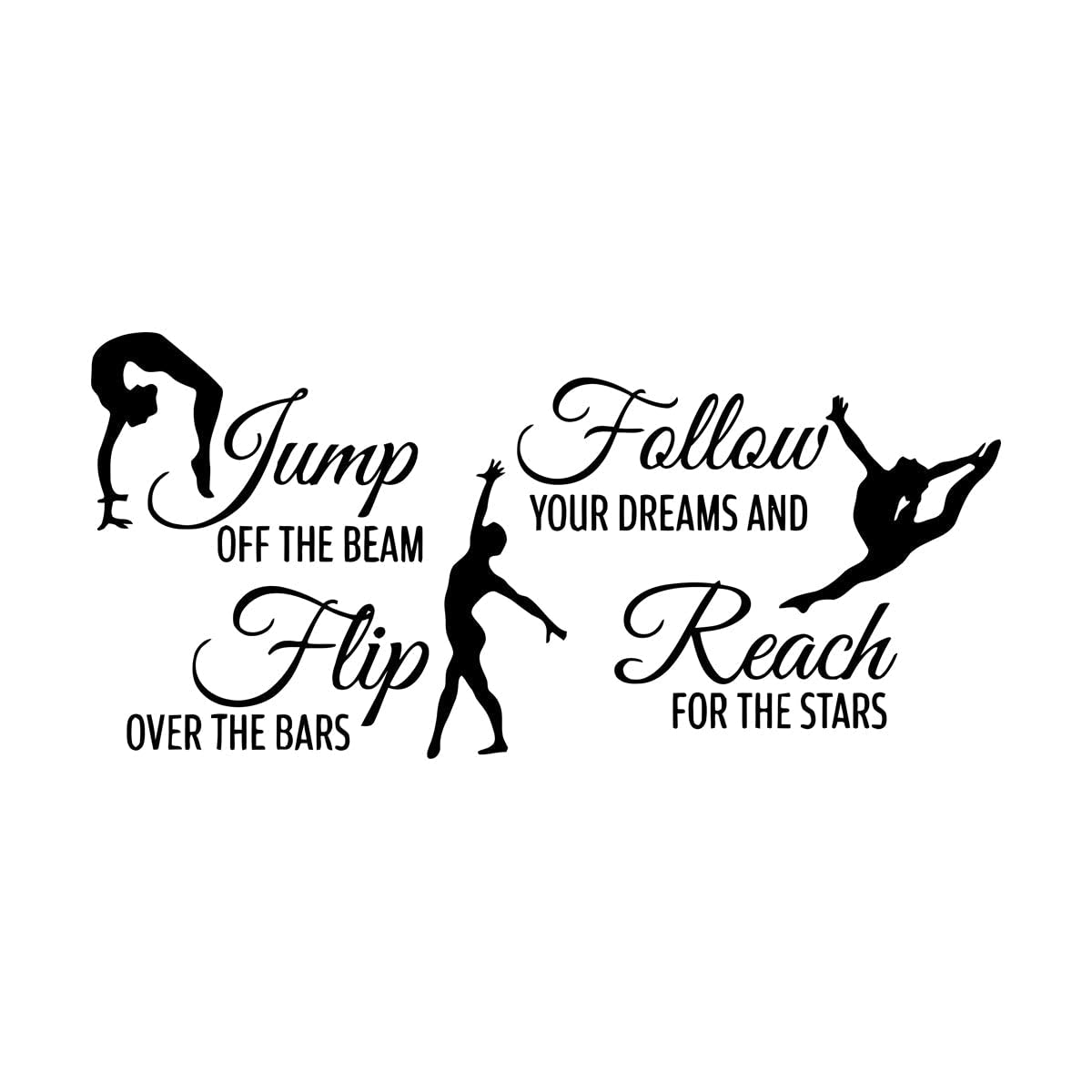 nastics Wall Decal Girl's Bedroom nast Inspirational Quote Decal Sports Dance Kids Teen Room Studio Wall Sticker Extra Large - 70x147cm