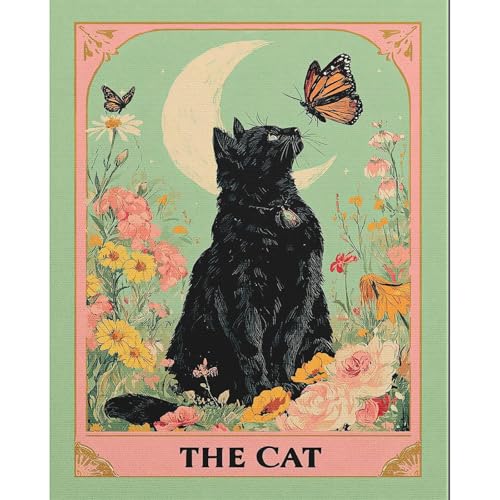 Black Cat Paint by Numbers for Adults - Cat Paint by Number on Canvas