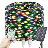 SOLARBABY Guirnaldas Luces Exterior Solar - 62M 600LED Luces Solares w/Remoto, 19 Modos IP65 Impermeable Colores Navidad Solares LED Exterior Jardín Cadena Decoracion para Del Arbol Patio Terraza