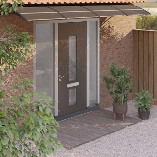 Toit de porte noir 350x75 cm en polycarbonate robuste pour auvent entrée - 2