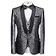 KUDORO Herren Anzüge Slim Fit 3-Teilig Paisley für Hochzeit Business Party Eine Knöpfe Jacquard Smoking Herrenanzug Sakko Weste Hose(Silber,3XL)