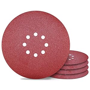 9 inch Sanding Discs 8 Holes 80 Grit Hook and Loop Disc 225mm Sanding Pads 5PCS for Drywall Sander