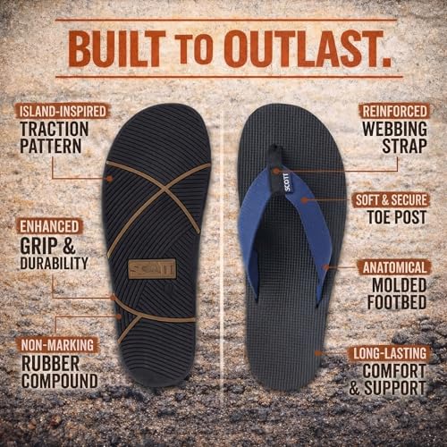 Image of Scott Hawaii Makaha Flip Flop Navy | Custom Molded Outsole with Arch Support | Podiatrist Recommended