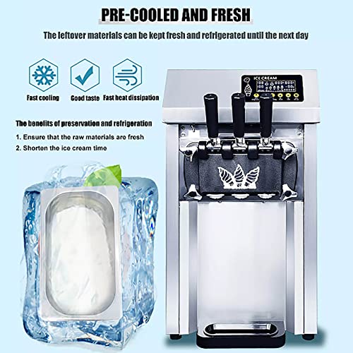 LANGTAOSHA Kommerzielle Desktop-Eismaschine mit Vorkühlung, Frischwecker, Eismaschine ohne Reinigung, 3… – Bild 3