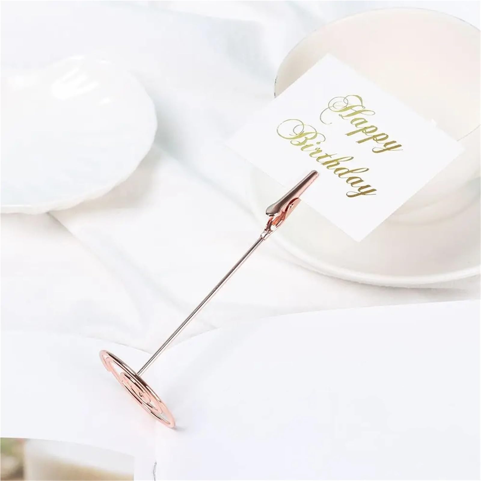 Lot de 20/50 pinces à mémo romantiques pour décoration de bureau - Or rose - Pour numéros de table, cartes de table, photos, étiquettes de magasin, bureau, fête de mariage