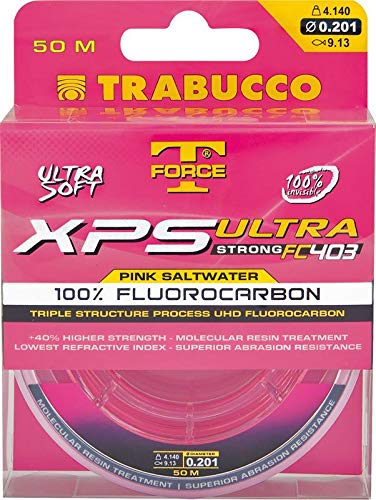 Filo da Pesca Trabucco XPS Ultra Strong Pink Saltwater 30 m 0.700 mm Fluorocarbon Ideale per Tutte le Tecniche di Pesca Spinning Surfcasting Trota Bolognese Lago Invisibile in Acqua Resistente al Nodo