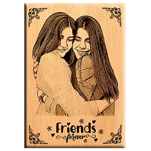 Image of Amazing gifts Rectangular Unique Friendship Day Gift - Personalize Engraved Wooden Plaque 6X4 Inches, Tabletop