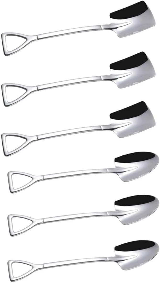 Dessert Spoon Set 6 Pcs Shovel Shape Stainless Steel Ice Cream Fruit Scoop