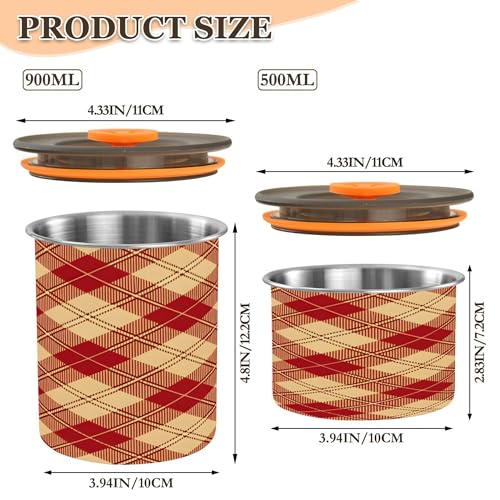 Envase hermético retro rojo a cuadros para café 17 oz acero inoxidable miniatura 3