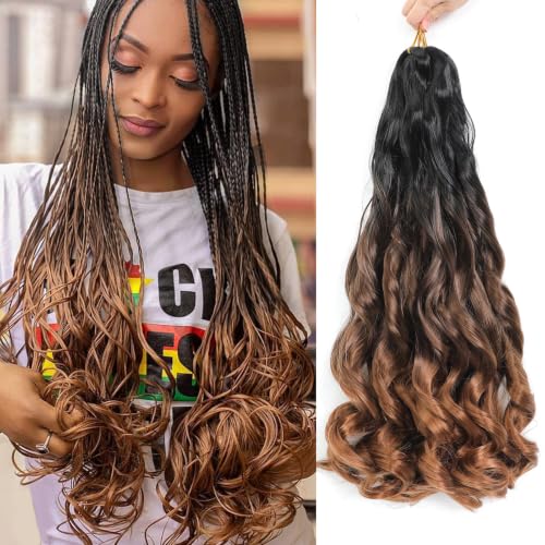 French Curl Braiding Hair 24Inch 8Pack Curly Braiding Hair(1B/33/30,24Inch)
