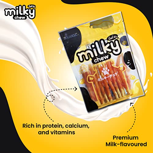 Image of Milky Chew Dog Treats Real Chicken and Milk Protein Rich Dog Snacks Healthy Chewy Dog Treats for Puppies & Adult Dogs Calcium Rich Training Reward Treats (Pack of 3, Cheese & Chicken Sticks)