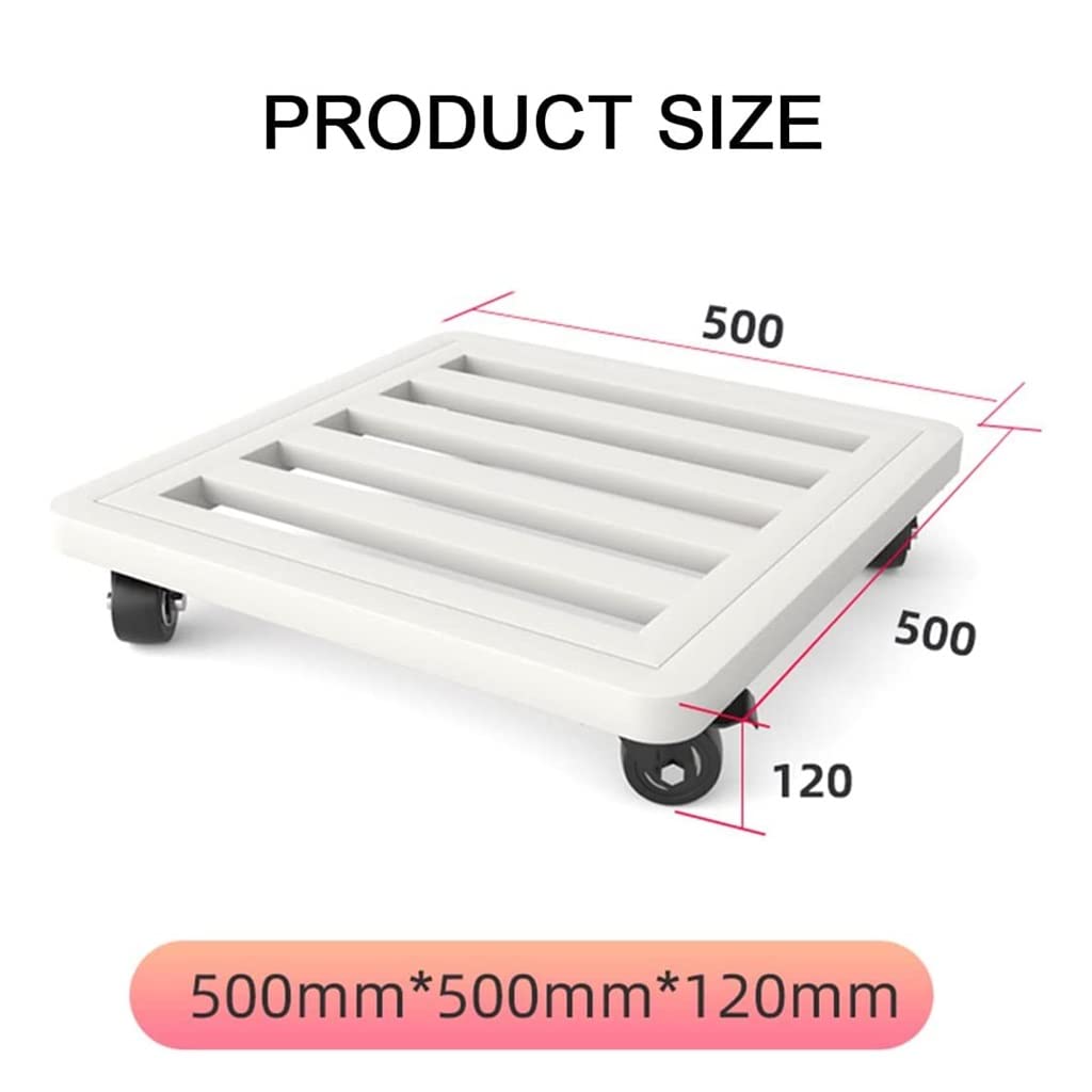 Genérico Carretilla de Hierro Resistente con Ruedas para Plantas, Carrito Cuadrado de 50 cm para Mover fácilmente, transportador de macetas de jardín, Base de platillo Negra