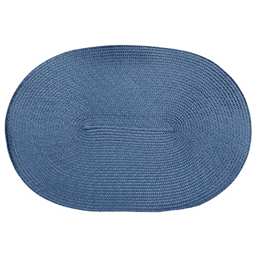 CAIT CHAPMAN HOME COLLECTION Platzdeckchen, oval, geflochten, Polypropylen, Kunststoff, Kopenhagen-Blau, 4 Stück – Ansicht 2