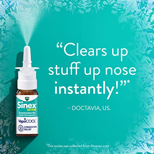 Vicks Sinex Severe, Nasal Spray With Vapocool, Ultra Fine Nasal Mist, Sinus Decongestant For Fast Acting Relief Of Cold & Allergy Congestion, 0.5 Fl Oz (15 Ml) #TOP6