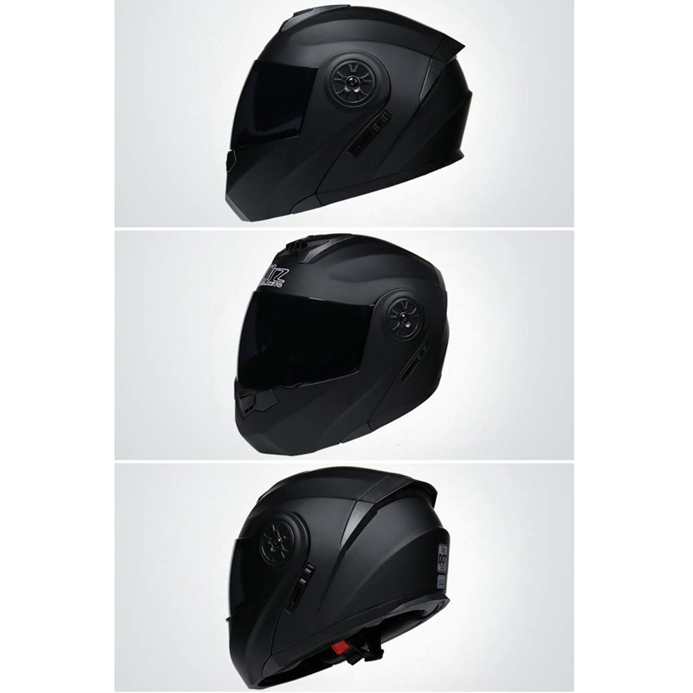 Motorradhelm Doppelvisier Integralhelm Damen und Herren Mofahelme Klapphelm mit Sonnenblende - Matt schwarz | Silber, S