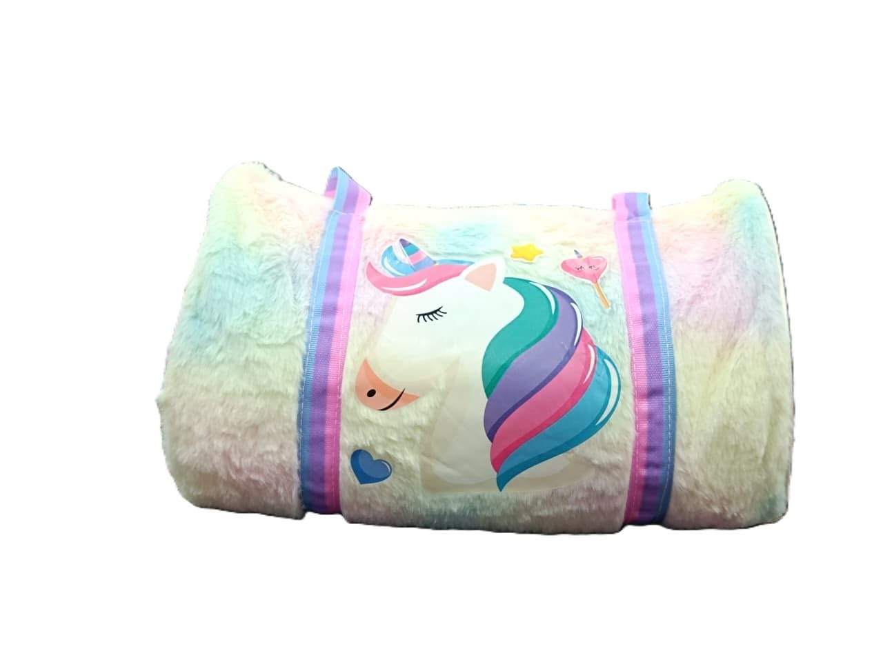 Fluffy Faux-Fur Unicorn Duffel Bag for Kids-picture-53