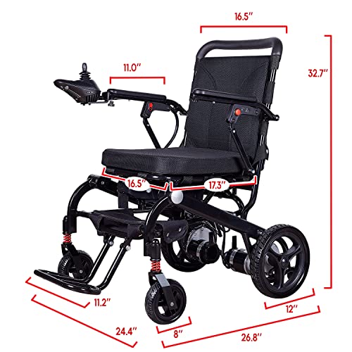 Rubicon DX06 Super Lightweight Electric Wheelchairs - ONLY 40lbs - Easy to Use - 12 mi Cruise Range - Detachable Battery 10AH (400 W Motor Power)