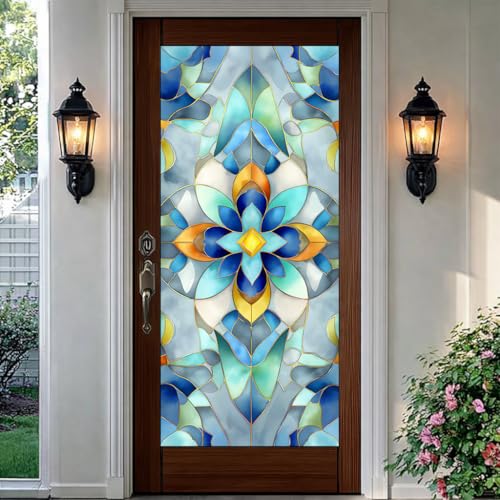 Película decorativa para ventana 17.5x38.3 pulgadas azul retro miniatura 4