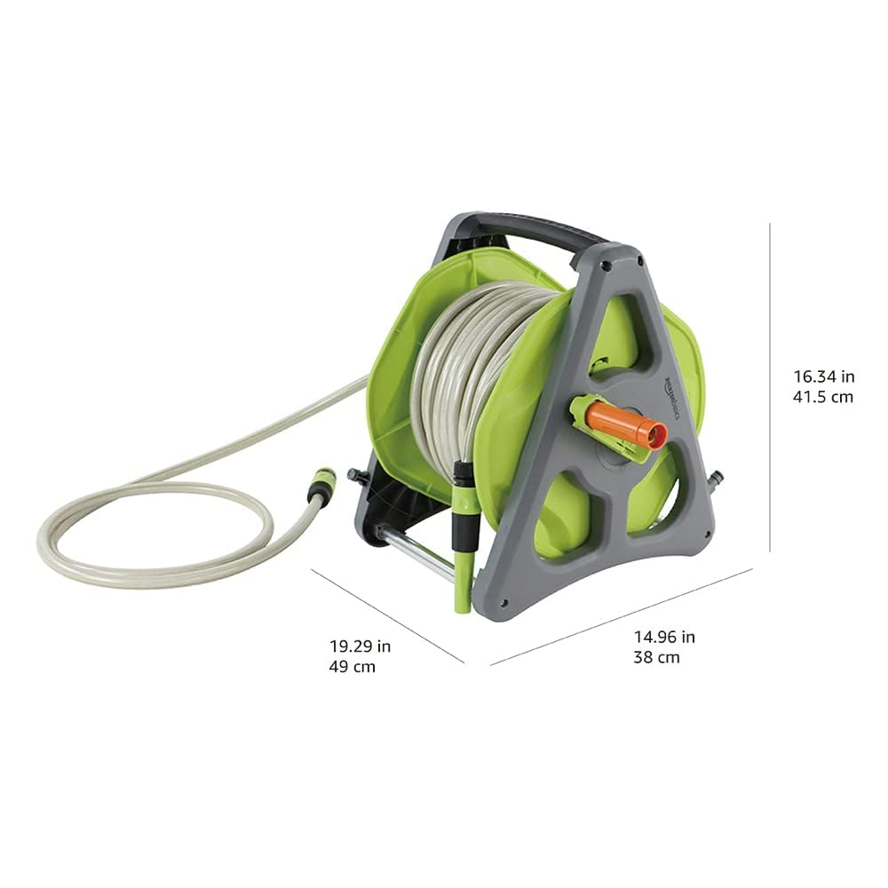 Amazon Basics Avvolgitubo da parete con tubo da 30 m, Verde/Grigio