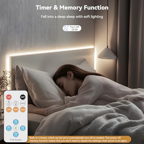 Image of PAUTIX COB LED Strip Light 32.8ft,LED Lights UL-Listed Daylight White 6000K Strip Lights with RF Remote,Dimmable Super Bright 24V Cool White Natural White LED Tape Lights,Cabinet Office Lighting